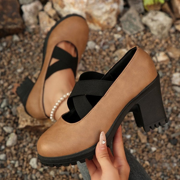 Wholesale women's plus size loafers: new spring/autumn  collection - casual slip-ons with chunky heels and high heels