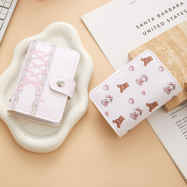 Card bag, bear anti-degaussing, multi-card space, large capacity, student girl card holder, portable, compact and ultra-thin driver's license card holder.
