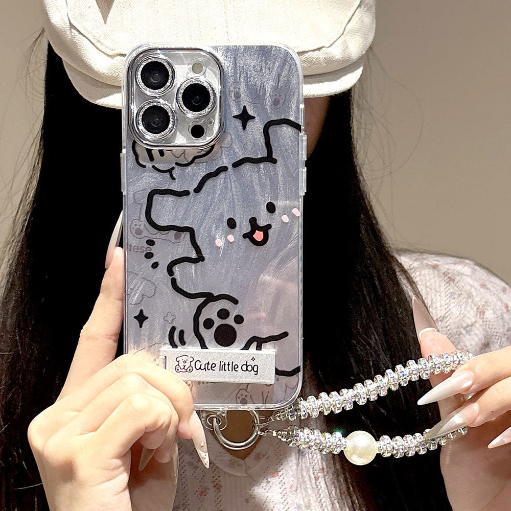 Sketch line dog design new year phone case for apple 17 pro max, cute cartoon iphone 16 protective cover, iphone 15 compatible