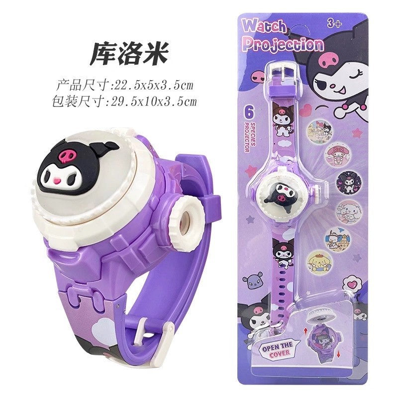 Tiktok live stream rotating colorful lights music hello kitty unicorn cartoon children's toy watch flip cover toy watch gift