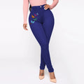Independent station best sellingprinting butterfly jeans women's 4 flap pocket pants cross-border fashion style pants female sexyhigh waist
