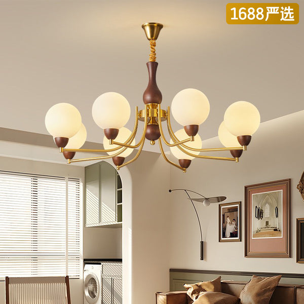 [Strict selection] French medieval magic bean chandelier American retro solid wood dining room bedroom study cloakroom chandelier