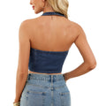 Fashion cross-border foreign trade  independent station summer new style washed halter denim vest short vest trendy