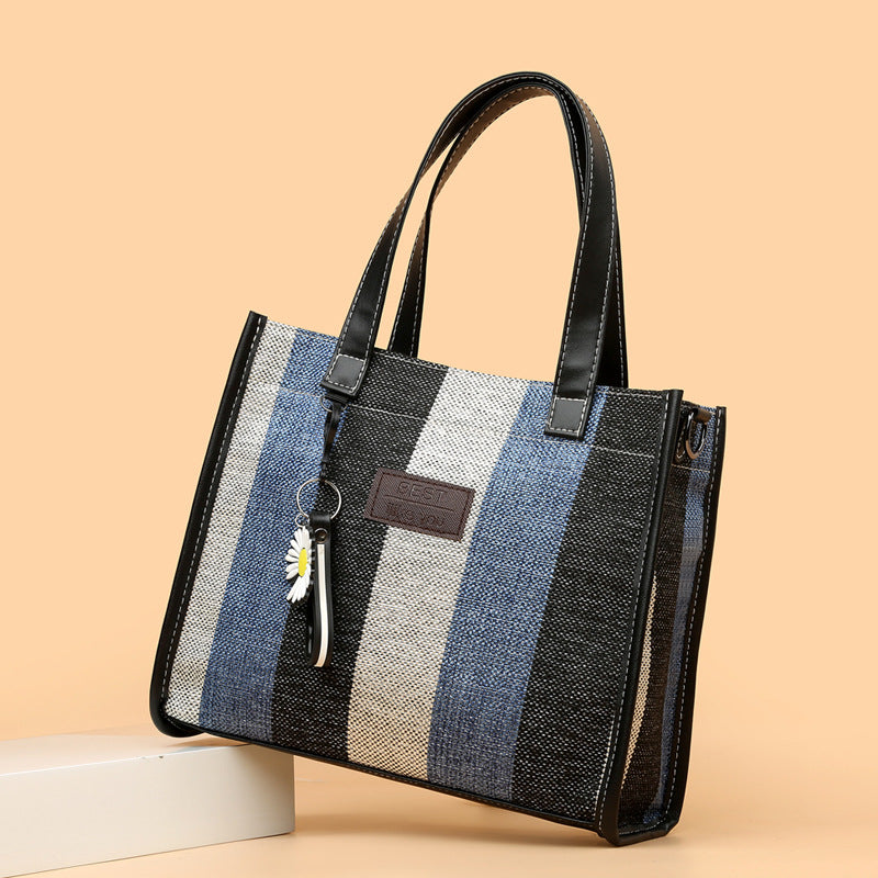 2024 new women's fashion shoulder bag crossbody bag canvas bag color block handbag minimalist versatile tote bag