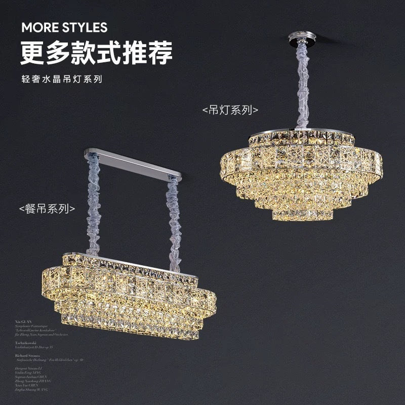 Living room lamp crystal chandelier light luxury high-end round dining room hall main lighting modern simple master bedroom chandelier