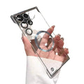 Transparent ultra-thin electroplated magnetic case for samsung s26 ultra, s23 frameless hard case, s24 lens protection case