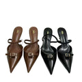Za2025autum new product shallow mouth hollow fashion high heel pointed black brown buckle style mule fashion women's sandals
