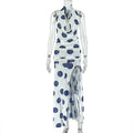 European and american style cross-border black and white polka dot women's slit print streetwear irregular high neck tie backless dress