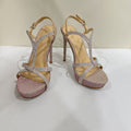 2026 summer european and american fashion glitter upper pointed toe stiletto high heel sandals women's single strap rhinestone party wedding shoes