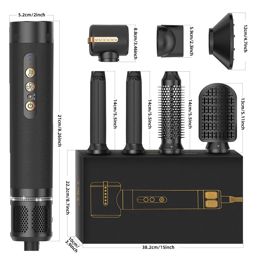 Cross-border hot-selling high-speed hot air comb, seven-in-one hair dryer, automatic curling iron, multi-function straight-rolled dual-purpose hair dryer comb