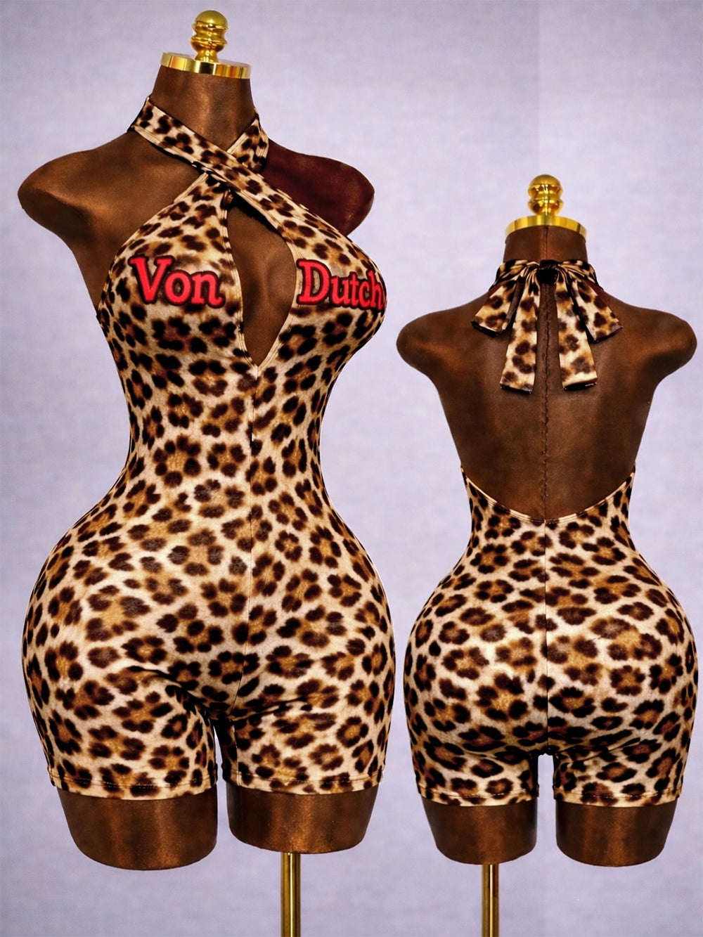 Hr26105 european and american fashion women's criss-cross halter deep v backless romper with letter print