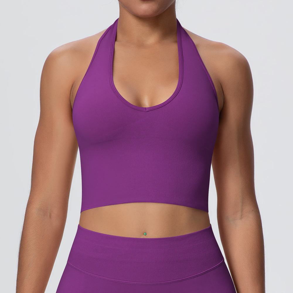 New arrivalsexy back halter yoga bra fashion seamless breathable sports intimatesoutwear running fitness vest