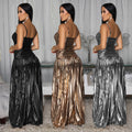 C7523 cross-border   fashion women's sexy camisole elegant prom sparkly dress
