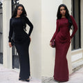 C7650 cross-border   fashion women's elegant back-slit bodycon evening gown dress