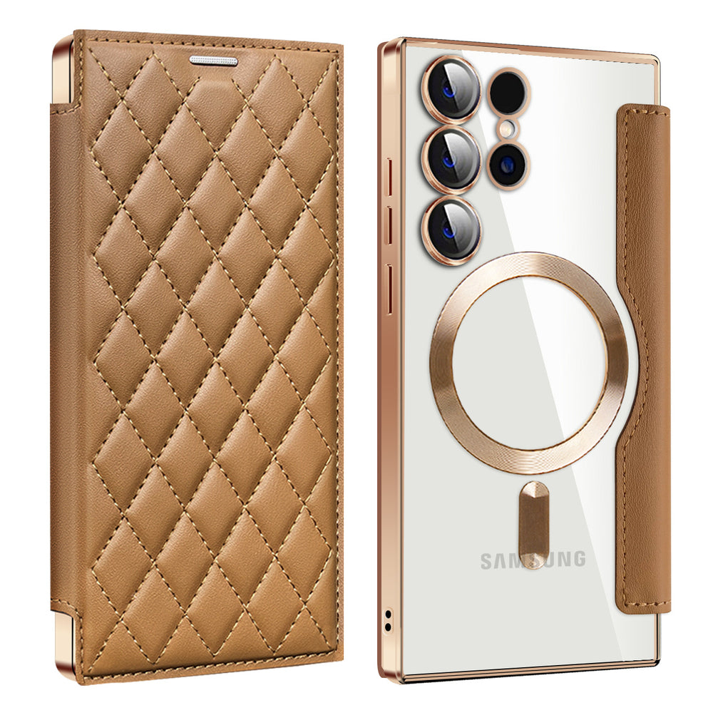 Suitable for a36 samsung s26ultra ya shield small fragrance magnetic leather case mobile phone case s24 all-inclusive flip protective cover