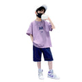 Boys' summer outfit : new stylish mid-to-large size short-sleeve t-shirt, cool and trendy summer clothes for boys