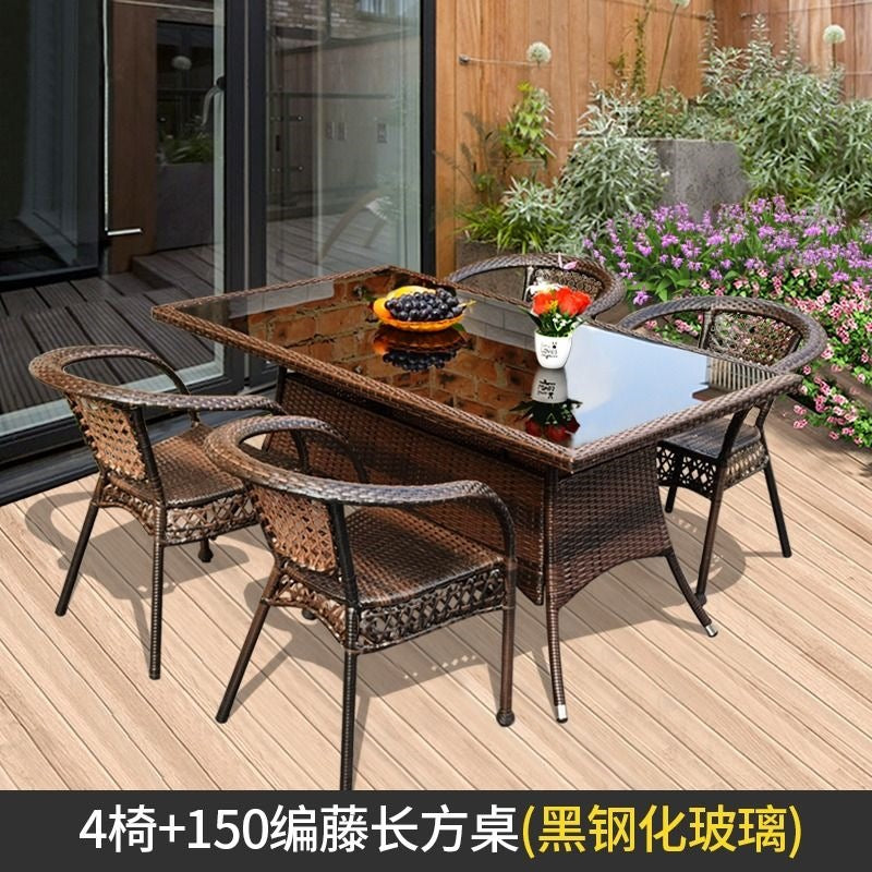 Three-piece rattan chair set casual tea table courtyard rattan outdoor table and chairs balcony tea table and chairs balcony casual table and chairs