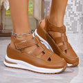 summer new arrival: wedge heel sandals - closed toe, hollow-out design, breathable, women's export style, plus size platform chunky sole, velcro closure