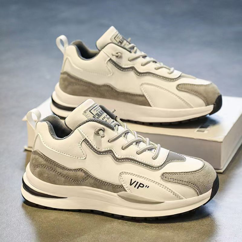 Men's leather sneakers - spring 2025 new collection: casual, youthful, running, chunky sole, dad shoes, trendy ins style