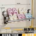 Suction cup slippers double pole punch-free bathroom toilet storage handy gadget wall-mounted drain home slipper rack