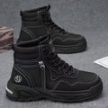 High-top men's shoes springcasualhiking sports non-slipworkwear shoes leather waterproofthick solewhiteboots