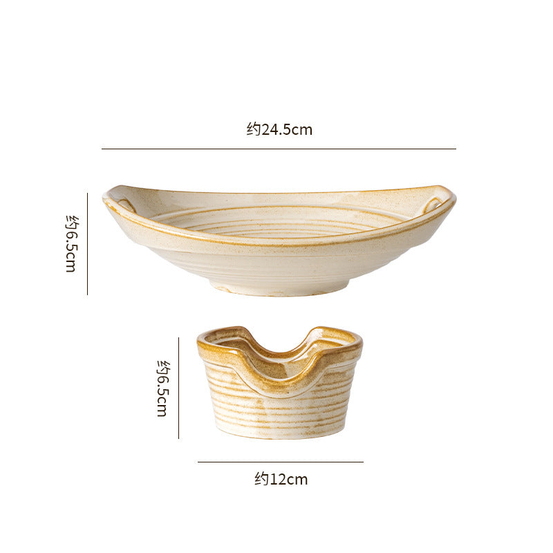 Retro high-looking double-ear ming stove tableware dry pot bullfrog potato stew chicken restaurant hotel commercial ceramic plate