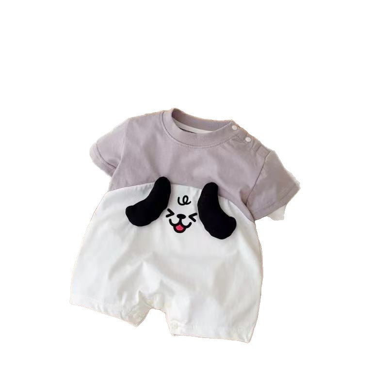 Baby cartoon short-sleeve romper - summer outfit for newborns & toddlers - lightweight, trendy crawling suit