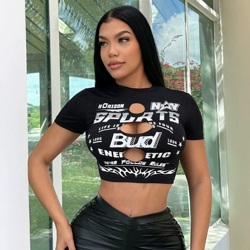 Shein sxy series women's crop top t-shirt - summer, sexy, and chic. black, fashionable, casual tee with letter print