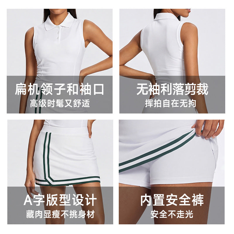 Sports tennis skirt fake two-piece quick-drying fashion tape golf skirt fitness running skirt tennis uniform summer thin style