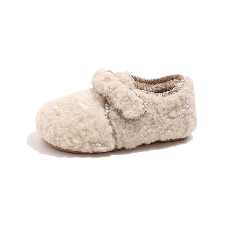 Children's plush shoes, autumn and winter 2025 new Korean version of girls' warm cotton shoes, boys' soft-soled Doudou shoes