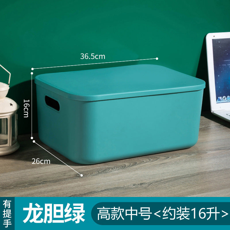 Household contrasting color storage box, wardrobe clothes sorting box with lid, large storage basket, sundries storage box, plastic.