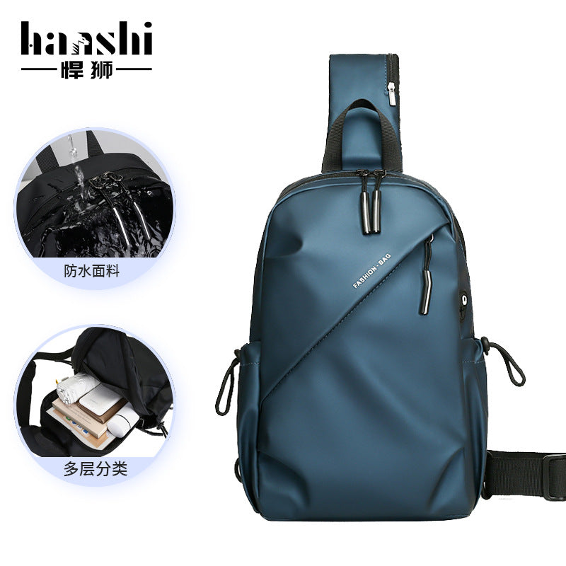 Fashion Men's Crossbody Bag Premium Casual Travel Women's Chest Bag Oxford Cloth Small Backpack Waterproof and Wear-resistant Chest Bag