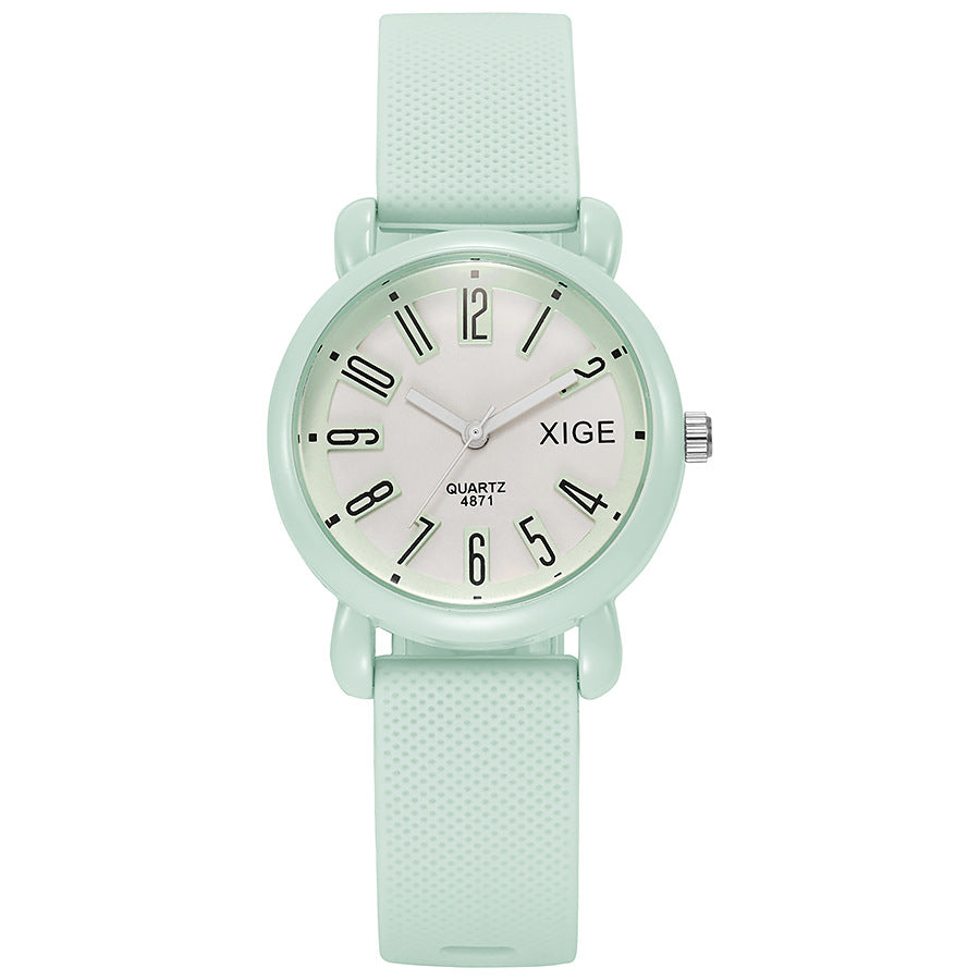 Silicone strap waterproof women's watch student watch dopamine color matching quartz watch manufacturer wholesale dopamine watch