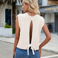 European and american cross-border e-commerce summer new women's tank top   knitted back slit sweater top