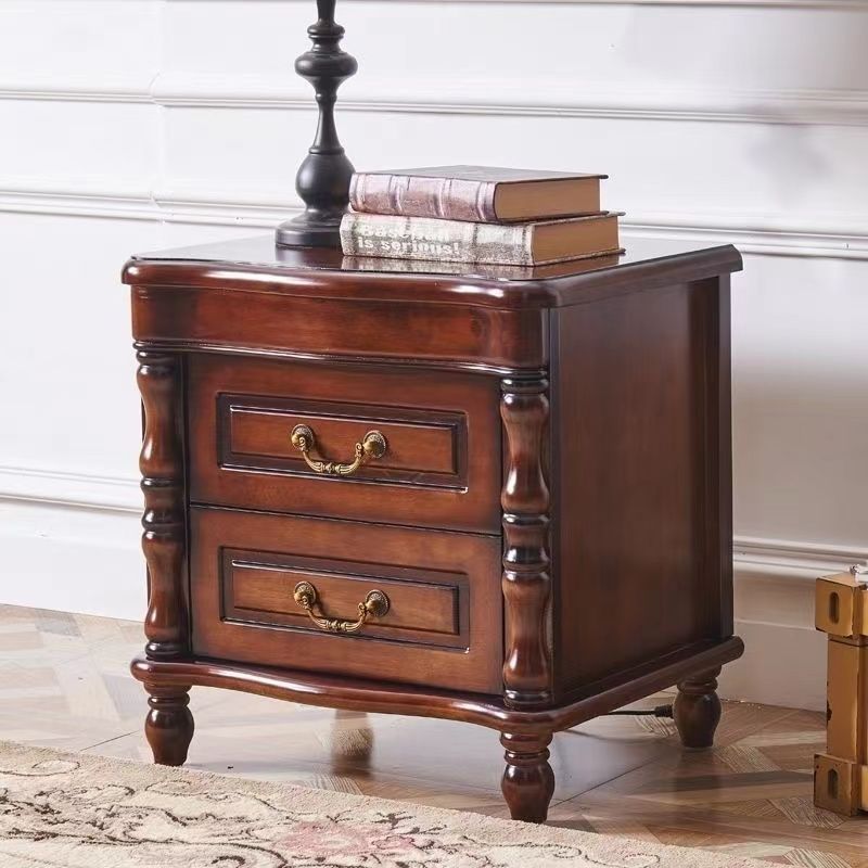 Solid wood bedside table American bedside table European bedroom household storage cabinet Simple modern mini narrow cabinet