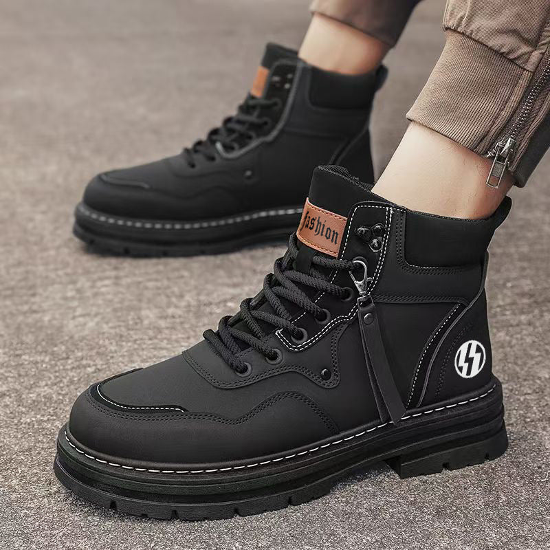 Boots men's spring 2025new arrivalabrasion resistant men's shoes workwear boots men's british style casual shoes rhubarb boots trendy shoes