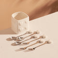 Heart-shaped ceramic fruit fork set - exquisite afternoon tea, hotel & restaurant decor, high-value fruit picks with storage jar - wholesale