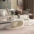 Oval coffee table, sintered stone coffee table, popular minimalist table for home living room, trendy nordic style coffee table, small apartment friendly