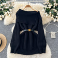 new arrivalfall and wintersweater belt waist easiest for matchfashion one shoulder lapel slimming look chic knittingtops women
