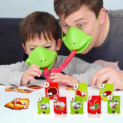 hot-selling frog mouth tongue-out mask lizard playing cards interactive tabletop game cards educational toys wholesale