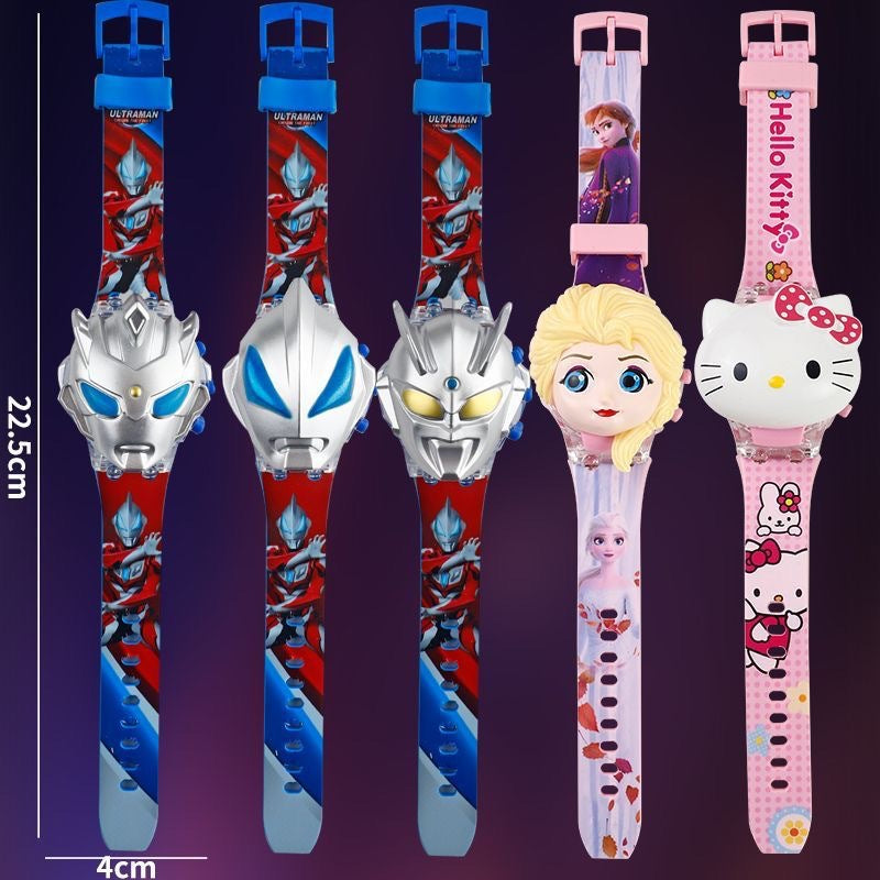 Kids' elsa kt cat musical light-up watch - elementary school cartoon flip electronic watch - kindergarten gift