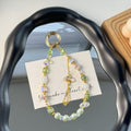 Chinese style alloy fan tassel mobile phone case lanyard handmade beaded glass flower crystal mobile phone chain bag hanging decoration
