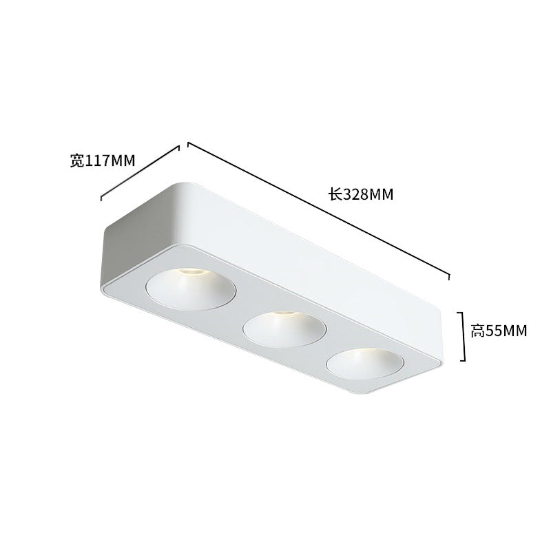 Full spectrum four-headed square ultra-thin surface mounted spotlights simple living room without main light lighting deep anti-glare led gall light