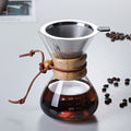 Wood chip hand-brewed coffee pot, high borosilicate glass coffee sharing pot, coffee filter cup, outdoor hand-brewed pot, chemex pot