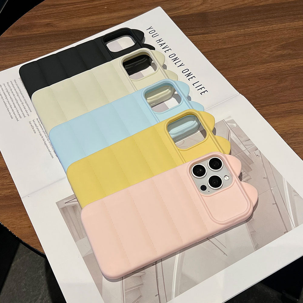 3d cat ear striped case for apple 17 pro max iphone 16 - large hole side cat paw soft case