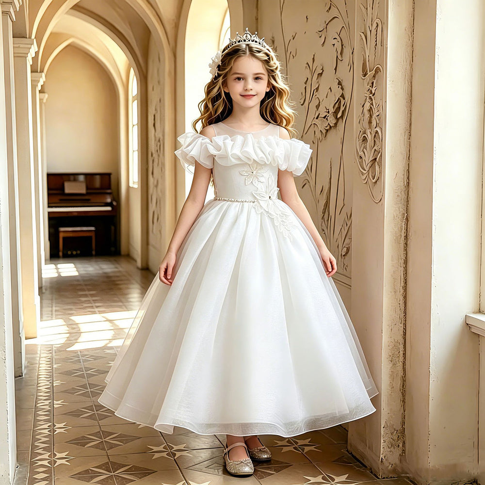 New arrival: children's formal dress - bubble shoulder wedding dress, princess style, flower girl performance dress