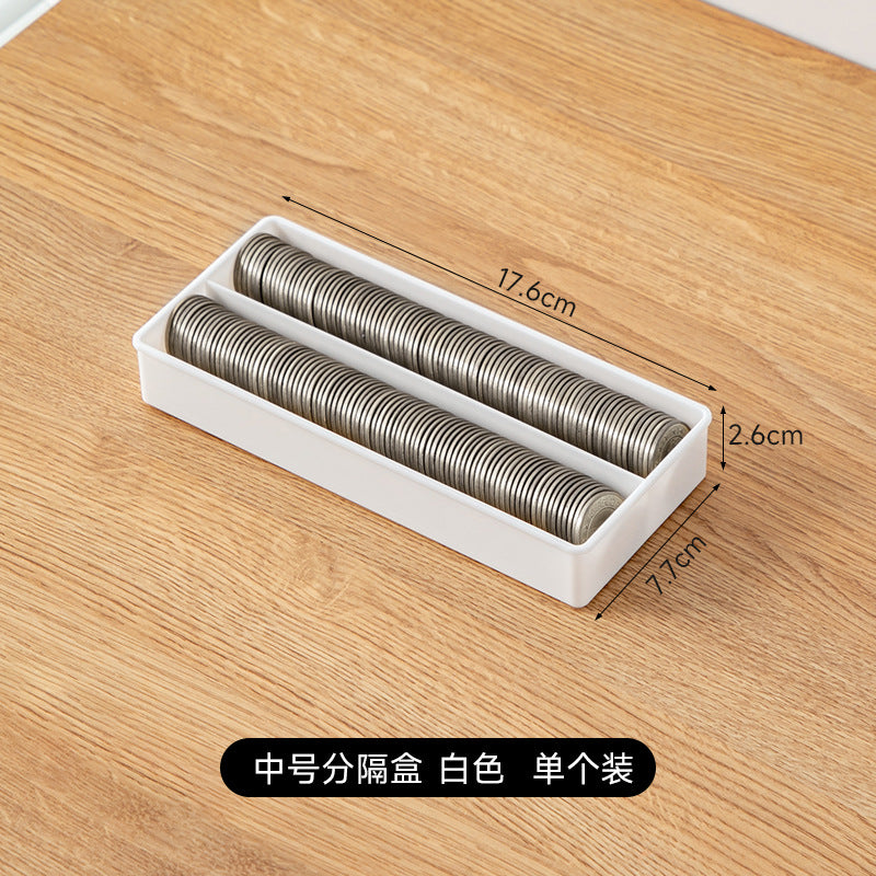 Banknote coin storage box, transparent plastic with lid, small card storage box with partition, postcard card storage box.