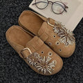 Beautiful rhinestone fireworks bokenflats women's outwear2026new arrival thick sole toe-cap half-toe mules shoes