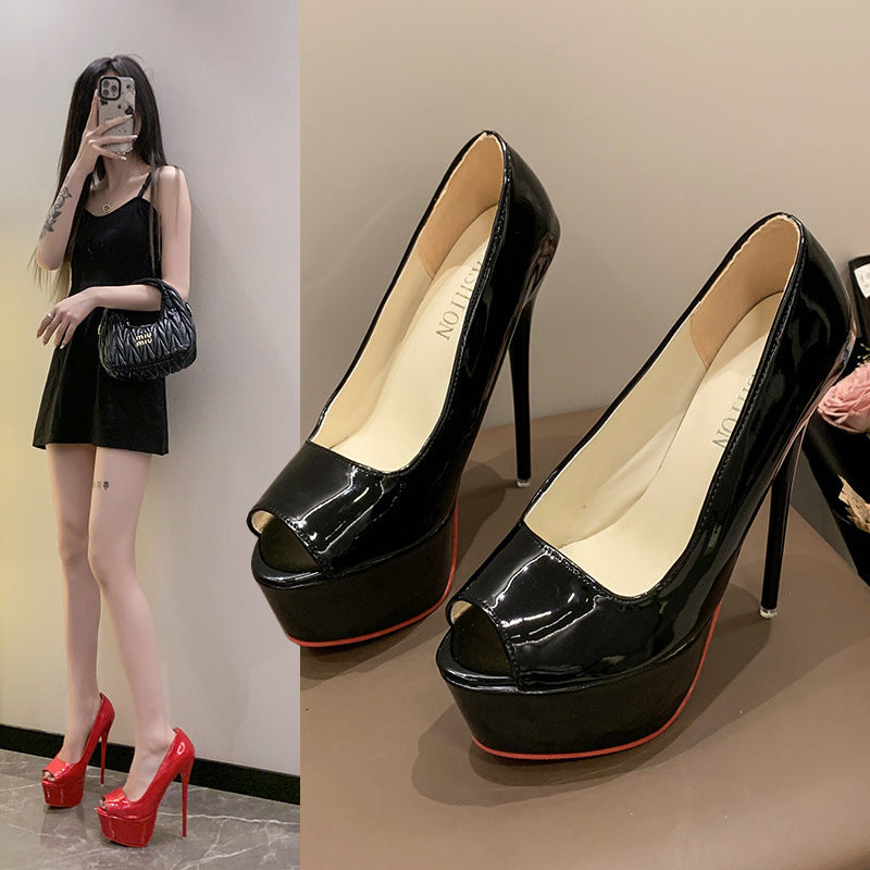 Plus size high heels red bottom stiletto sexy bed flats cross-border export waterproof platform high heels women's shoes