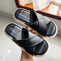 Women's summer new fashion slippers - stylish outdoor wear, single strap crossover, flat sandals, home indoor beach anti-slip slippers
